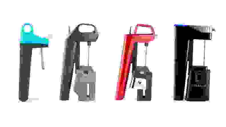 The Coravin Pivot (left) next to other Coravin products.